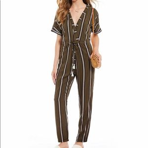 Army Green Striped Jumpsuit